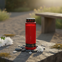 gjenstander Gravlys lokk motiv blomst rød svart 10 dager H27cm