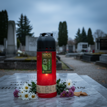 gjenstander Gravlys rød vegetabilsk olje ICP-lys til minne H24cm