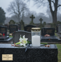 gjenstander Gravlys, hvitt og gull, Ø5,5 cm, H11,5 cm, 24 timer, 12 stk.