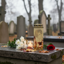 gjenstander Gravlys englegravlys med sorglysmotiv Ø6cm H15,5cm