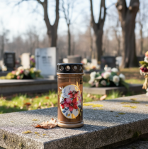 gjenstander Gravlys brune gravlys blomster Ø7,5 cm H16,5 cm 6 stk