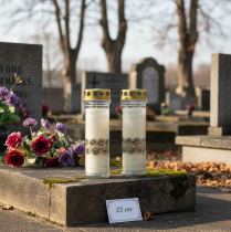 gjenstander Gravlys hvite roser sorglys Ø7cm H23,5cm 100h 2stk