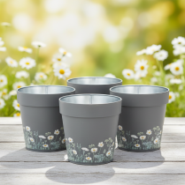 gjenstander Blomsterpotte med blomstermønster for moderne hjem og sommerbalkongdekorasjon, 13 cm, 4 stk.