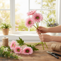 gjenstander Kunstige blomster Gerbera Hage Kunstige blomster Rosa 47cm
