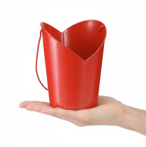 gjenstander Metallblomst med hjertedekorasjon og håndtak Rød Ø12cm H15/9cm