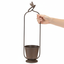 gjenstander Vintage blomsterkasse med espalier, øyenstikkerdesign, metall, Ø16/H62cm