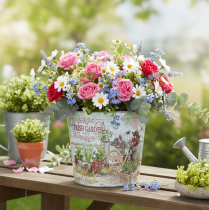 gjenstander Små metallblomsterpotter, fargede, Fresh Garden, 16 cm høye, 2 stk.