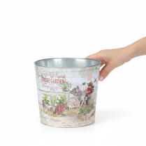 gjenstander Rund metallplante/blomsterpotte Fresh Garden H21cm