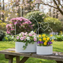 gjenstander Dekorativ oval metallskål med hjerte, hvit, 20/16 cm, sett med 2