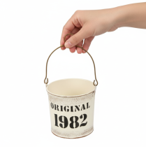 gjenstander Dekorativ bøtte med håndtak «Original 1982» Kremfarget Ø12/10 cm 2×2-delt sett