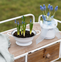 gjenstander Dekorativ bolle i metall, hvit og svart, Ø16,5 cm, H6,5 cm, 4 stk.