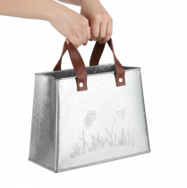 gjenstander Dekorativ veske, sølv, hvit, brun, metall, blomsterpotte, L22cm, 2 stk.