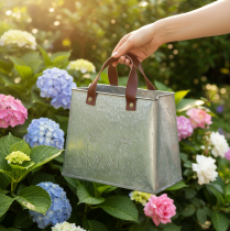 gjenstander Dekorativ pose, sølv, hvit, brun, metall, blomsterpotte, L22cm, 2 stk.