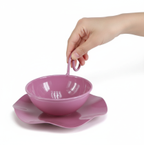 gjenstander Dekorativ metallkopp med skål, rosa, H8 cm Ø11,5 cm, 2 stk.