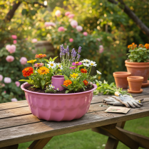 gjenstander Dekorativ bolle i metall, bakeform, Bundt-kakeform, rosa, Ø23 cm, H12 cm