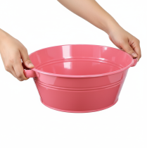 gjenstander Rosa metallblomsterskål med håndtak, rund, Ø33,5 cm