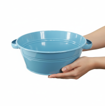 gjenstander Rund bolle med hank, dekorativ bolle, blomsterbolle, blå, Ø33,5 cm
