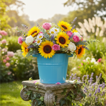 gjenstander Dekorativ blomsterpotte/plantekasse i metall i blått, 31 cm x 26 cm x 21,5 cm