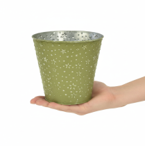 gjenstander Metallblomsterpotte, planter, stjerner, grønn og sølv, Ø16 cm