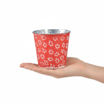 gjenstander Rød og hvit mini-blomsterpotte, blomsterdesign, metall, Ø10,5 cm H10,5 cm