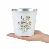 gjenstander Metallblomsterpotte, hvit, 12,5 cm høy, 11,5 cm høy