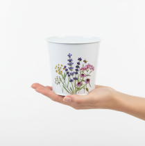 gjenstander Blomsterpotte, blomsterpotte, metallplate, blomsterkasse Ø15cm H14cm