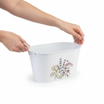 gjenstander Metallblomsterskål, blomsterkasse, cachepot, 27 × 16 × 15,5 cm