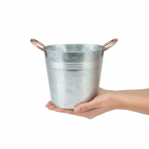 gjenstander Metallblomsterpotte med håndtak, dekorativ bøtte, Ø21 cm H19,5 cm