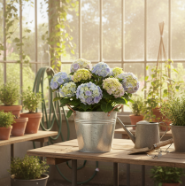 gjenstander Metallblomsterpotte med håndtak, dekorativ bøtte, Ø16 cm H15 cm