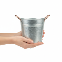 gjenstander Metallblomsterpotte med håndtak, dekorativ bøtte, Ø16 cm H15 cm
