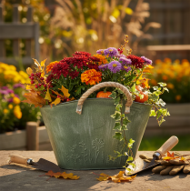 gjenstander Blomsterpotte med jutehåndtak, metallveske, 31 × 20 × 17 cm