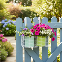 gjenstander Hengende metallblomsterpotte, grønn, balkongdekorasjon, L22 cm H23,5 cm