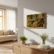 gjenstander Mosebilde, ekte konservert mose og kvister, naturlig, 60×40 cm