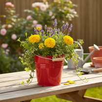 gjenstander Dekorativ metallbøtte/plantekasse, rød, Ø22 cm, H21,5 cm, 6 l