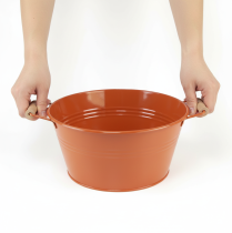 gjenstander Dekorativ bolle med håndtak, metall, oransjebrun, Ø29 cm, H14,5 cm