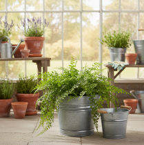 gjenstander Vintage dekorativ metallbøtte/potte, Ø22 cm, H20 cm