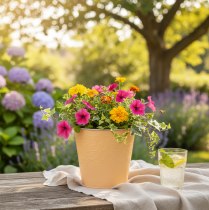 gjenstander Metallplantekasse, pastell oransje, Ø13,5 cm H12,5 cm