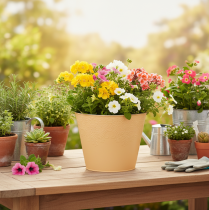 gjenstander Metallplantekasse, pastell oransje, Ø20 cm H16 cm