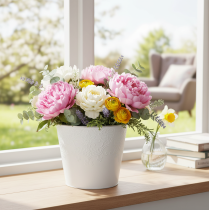 gjenstander Metallplantekasse, pastellhvit, Ø16 cm H14 cm