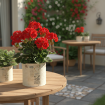 gjenstander Blikkplante i kremfarget metall Shabby Chic Ø11cm H10.5cm