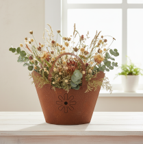 gjenstander Plantepose metall dekorativ planter rust med håndtak H37cm