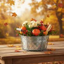 gjenstander Plantekurv med innsats, trådkurv, blomsterkasse, vårsølv, hvitkalket, shabby chic, Ø22 cm H17,5 cm