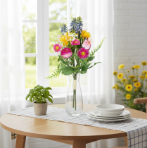 gjenstander Kunstig blomsterbukett, vårdekorasjon for stue og kontor, 37 cm