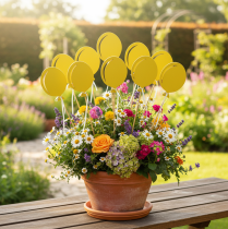 gjenstander Blomsterplugg bukett dekorasjon kake topper ballong gul 28cm 8 stk