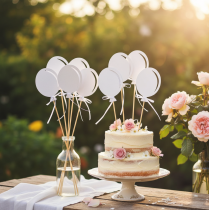 gjenstander Blomsterplugg bukett dekorasjon kake topper ballong hvit 28cm 8 stk