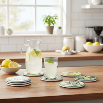 gjenstander Sitron dekorative keramikkunderlegg rund assortert Ø10,5cm 6stk