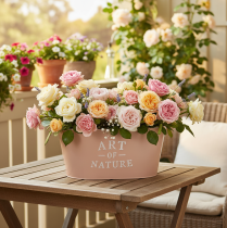 gjenstander Oval blomsterskål i sink, antikk rose, blomsterpotte, 27×18 cm, H12,5 cm