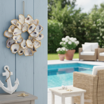 gjenstander Østerskransskalldekorasjon, maritimt hjemmetilbehør, naturlig veggdekorasjon, 12 cm