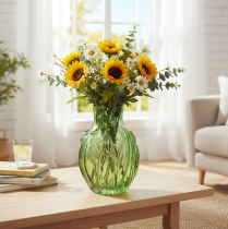 gjenstander Glassvase med preget tulipandesign for interiørdekorasjon, 22,5 cm