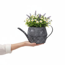 gjenstander Vintage dekorativ metallkanne, svart med riller, 12,5 cm, retrostil